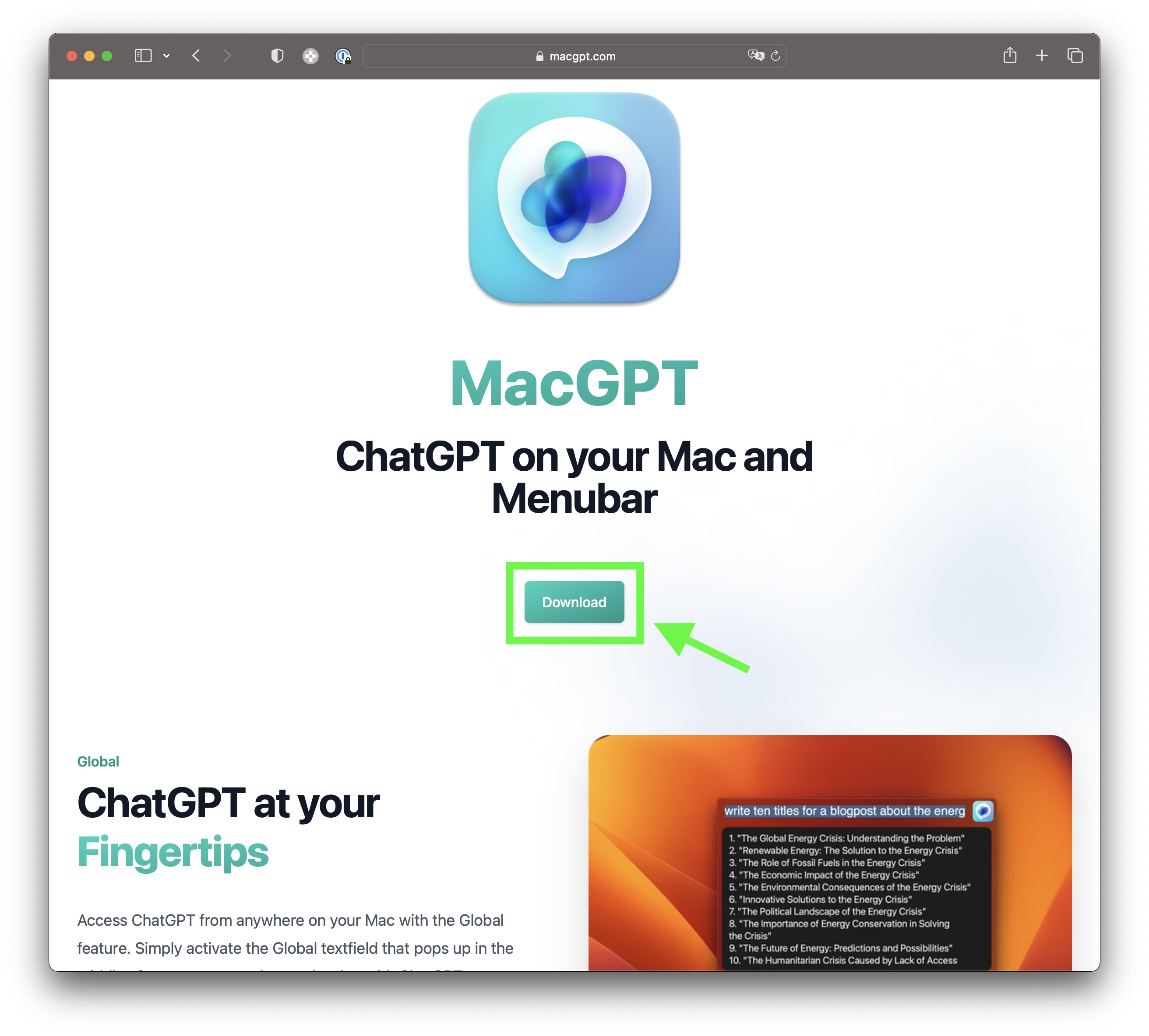 free for mac instal MacGPT