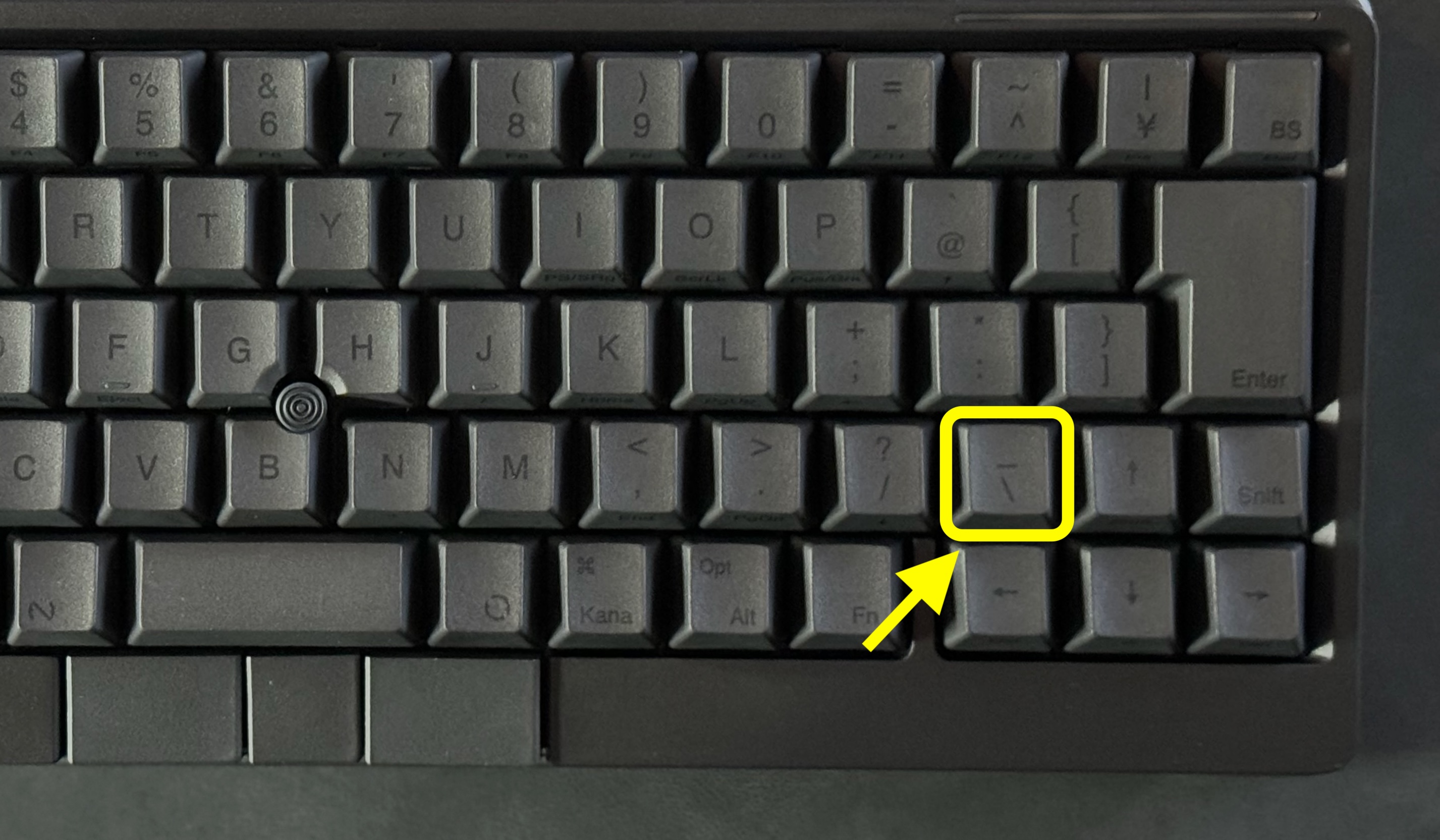 右Shiftキーの左隣のキーを押す際は上記キーを押す
