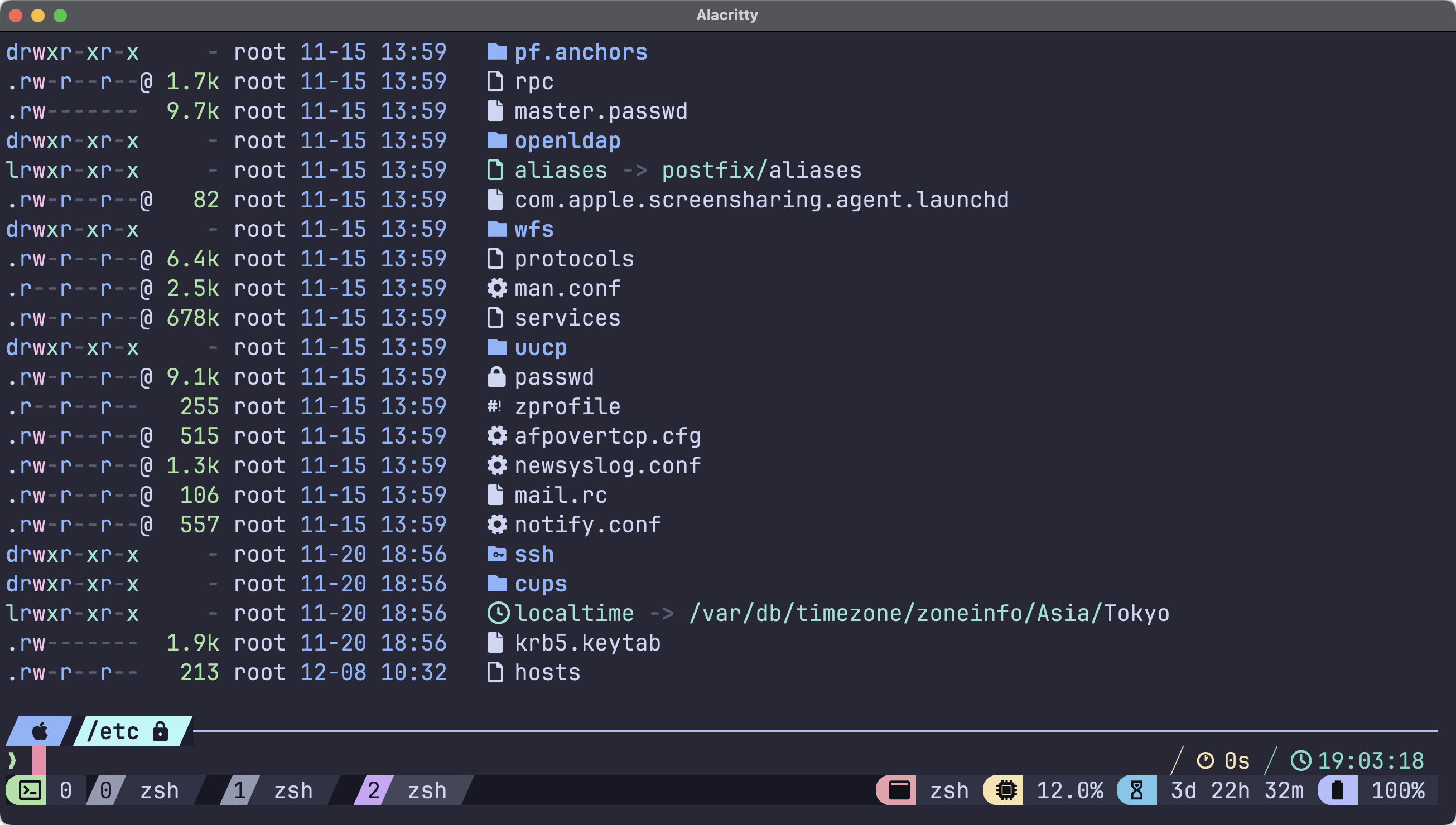 Alacritty + tmuxで下部にタブバーを表示